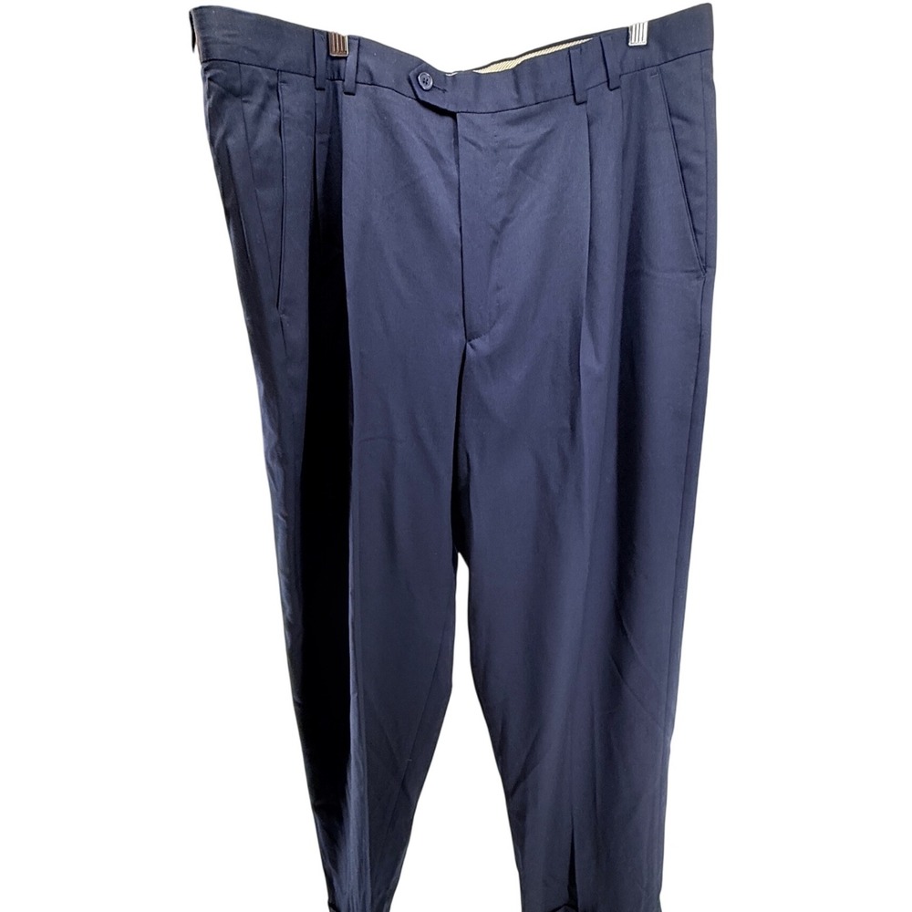Lanificio Di Tollegno Italian Wool Pant Pleated/Cuffed ask Blue men Pants 40